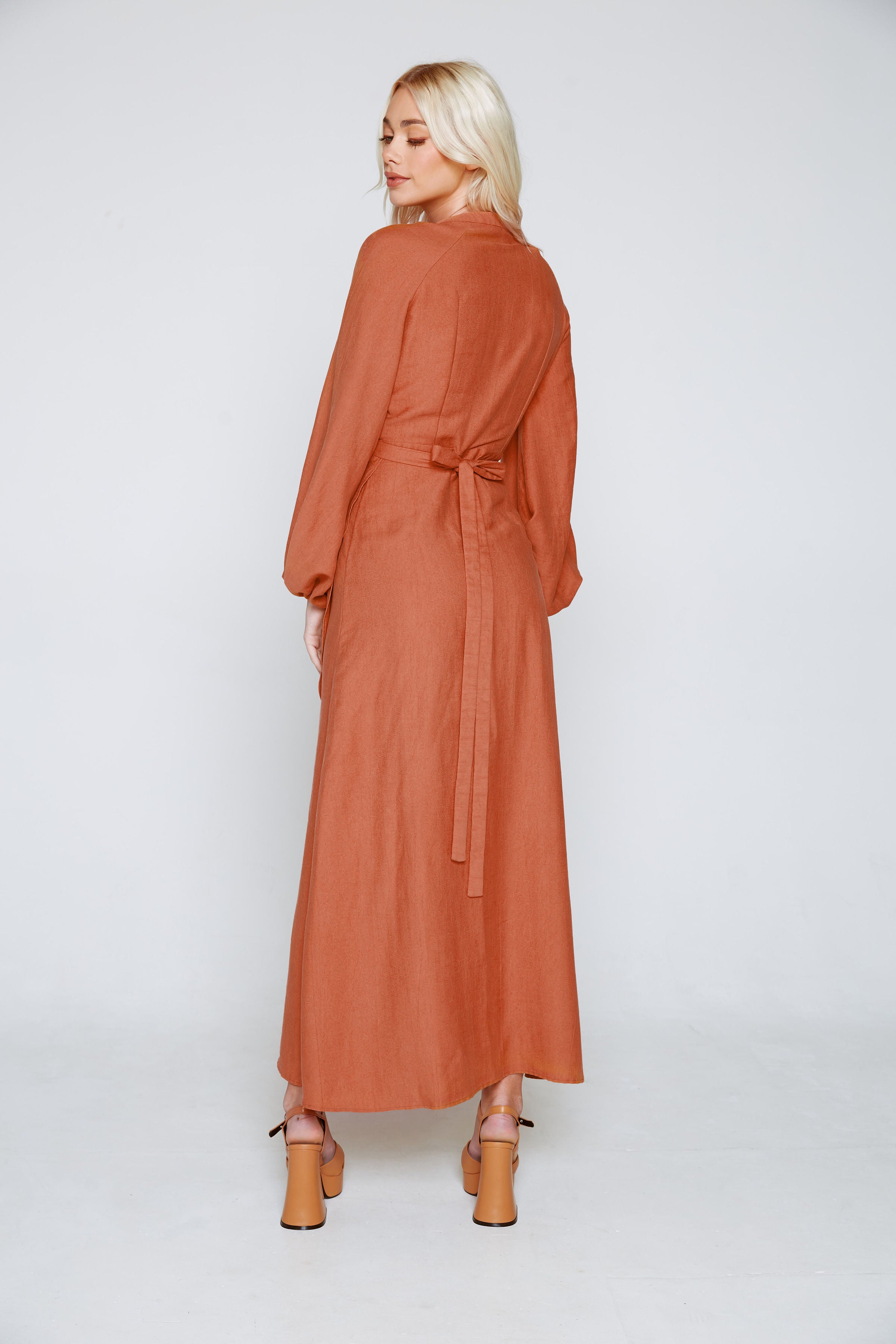 Rust wrap outlet dress